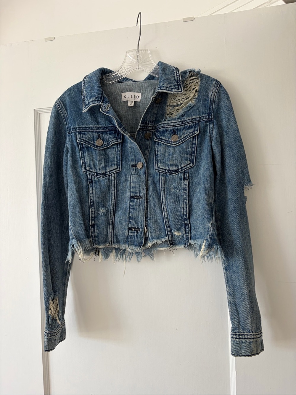 Cello Light Blue Distressed Denim Jacket